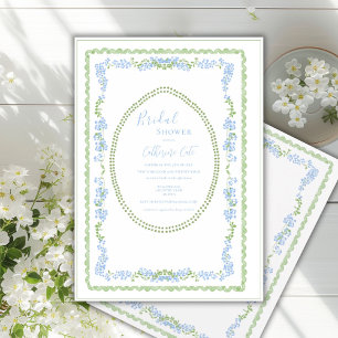 Blauw Bloemig Whimsisch Vintage Frame Bruidsmeisje Kaart