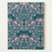 Blauw  bloemig wijnpatroon planner (Achterkant)