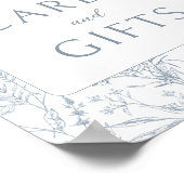 Blauw bloemige Franse huwelijkskaarten geschenken  Poster (Hoek)