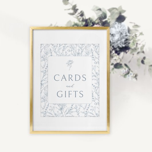 Blauw bloemige Franse huwelijkskaarten geschenken  Poster