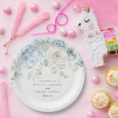 Blauw Bloemige Hydrangea Bruiloft Papieren Bordje (Feest)