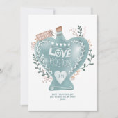 Blauw bloemige liefdesdrankfles Valentijnsdag  Feestdagenkaart (Voorkant)