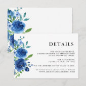 Blauw Bloemige Trouwdetails in Landelijke Stijl Informatiekaartje (Voorkant / Achterkant)