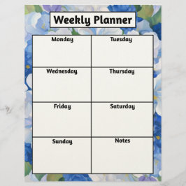 Blauw Bloemige Weekplanner Briefhoofd