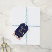 Blauw bloemjaar van eerste label cadeaulabel (Met Touw)