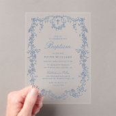 Blauw  Bloemjongen doop doop doop Acryl Uitnodigingen (Insitu (Draagbaar))