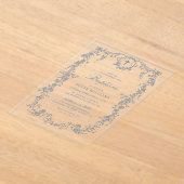 Blauw  Bloemjongen doop doop doop Acryl Uitnodigingen (Laagn)