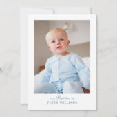 Blauw  Bloemjongen doop doopsel foto Kaart (Achterkant)