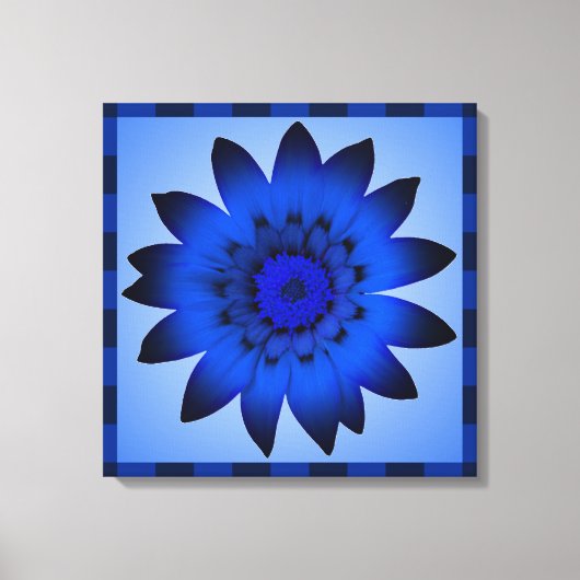 Blauw bloemkunstwerk - omlijnd canvas afdruk (Voorkant)
