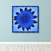 Blauw bloemkunstwerk - omlijnd canvas afdruk (Insitu (Houten vloer))