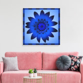 Blauw bloemkunstwerk - omlijnd canvas afdruk (Insitu (Woonkamer))