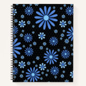 Blauw Bloemmacht Daisy Patroon Bloemen Notitieboek (Voorkant)