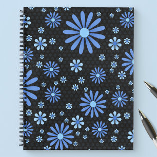 Blauw Bloemmacht Daisy Patroon Bloemen Notitieboek