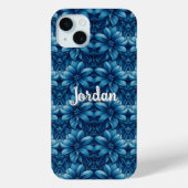  blauw bloemmodaal Case-Mate iPhone case (Achterkant)