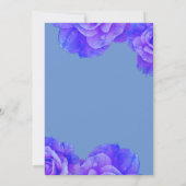 Blauw Bloemmonogram Elegant Roos Bloemen Huwelijk Kaart (Achterkant)