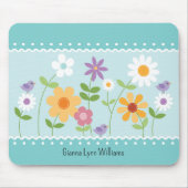 Blauw bloemmonogram Muismat (Voorkant)