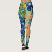 Blauw Bloemmotief #2 Leggings (Achterkant)