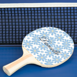 Blauw Bloemmotief - Aangepaste Ping Pong Paddle Tafeltennisbatje