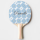 Blauw Bloemmotief - Aangepaste Ping Pong Paddle Tafeltennisbatje (Voorkant)