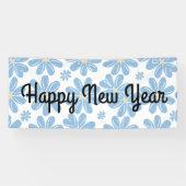 Blauw Bloemmotief - Aanpasbare Banner (Horizontaal)