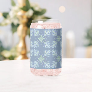 Blauw Bloemmotief Abstract Patroon Blikvorm Glas