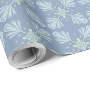 Blauw Bloemmotief Abstract Patroon Cadeaupapier
