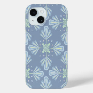 Blauw Bloemmotief Abstract Patroon iPhone 15 Case