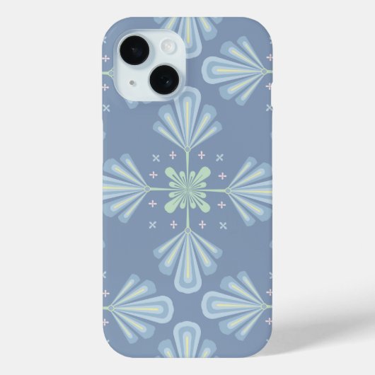Blauw Bloemmotief Abstract Patroon Case-Mate iPhone Case (Achterkant)