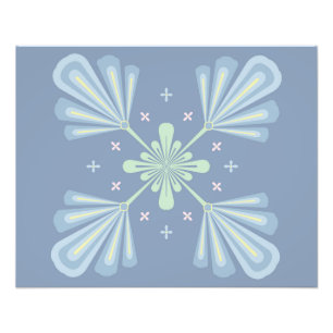 Blauw Bloemmotief Abstract Patroon Foto Afdruk