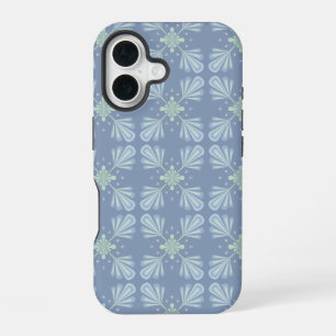 Blauw Bloemmotief Abstract Patroon iPhone 16 Hoesje