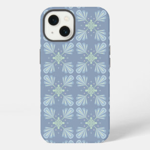Blauw Bloemmotief Abstract Patroon iPhone 13 Hoesje