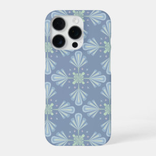 Blauw Bloemmotief Abstract Patroon iPhone 16 Pro Hoesje