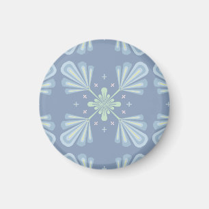Blauw Bloemmotief Abstract Patroon Magneet