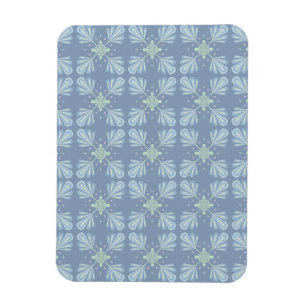 Blauw Bloemmotief Abstract Patroon Magneet