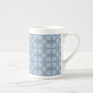 Blauw Bloemmotief Abstract Patroon Porselein Kop