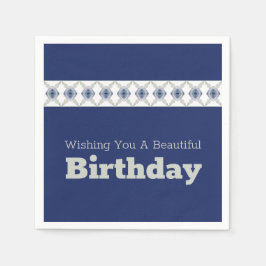 Blauw bloemmotief accent servet