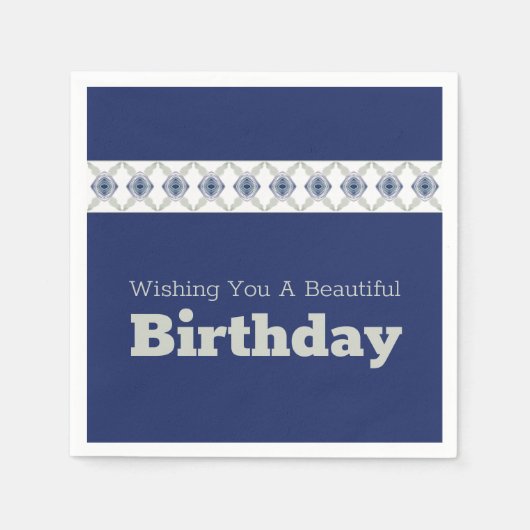 Blauw bloemmotief accent servet (Voorkant)