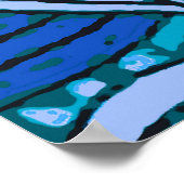 Blauw Bloemmotief Antiek Boho Modern Poster (Hoek)