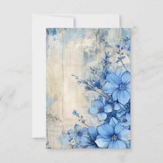 Blauw Bloemmotief Bedankkaart (Voorkant)