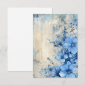 Blauw Bloemmotief Bedankkaart (Voorkant / Achterkant)