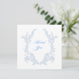 Blauw Bloemmotief Bedankkaart