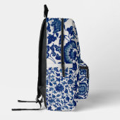 Blauw Bloemmotief Bedrukte Rugzak (Links)