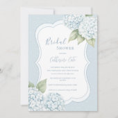 Blauw Bloemmotief Blauwe Hydrangea Stippen Bruidsm Kaart (Voorkant)