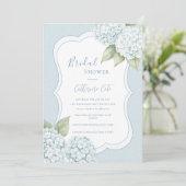 Blauw Bloemmotief Blauwe Hydrangea Stippen Bruidsm Kaart (Staand voorkant)