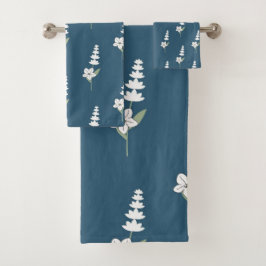 Blauw bloemmotief boheem botanisch patroon bad handdoek