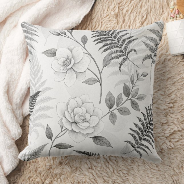 Blauw bloemmotief botanisch patroon (1) kussen (Deken)