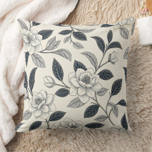 Blauw bloemmotief botanisch patroon (2) kussen