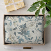 Blauw bloemmotief botanisch patroon (6) tissuepapier (Geschenk)