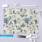 Blauw bloemmotief botanisch patroon (6) tissuepapier (Craft)