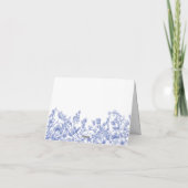 Blauw bloemmotief bruiloft feest bedankkaart vinta (Achterkant)